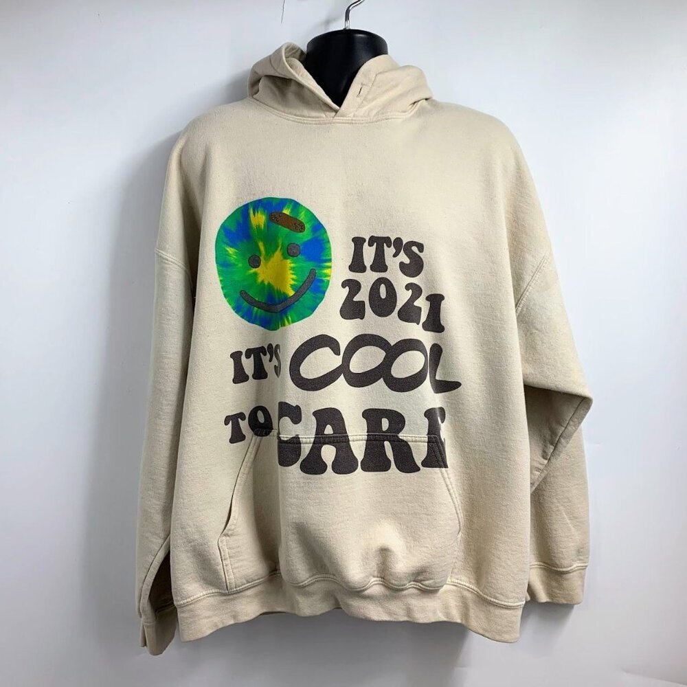 Lonely Ghost Adults It's Cool To‎ Care 2021 Smiley Pullover Hoodie Size XL
